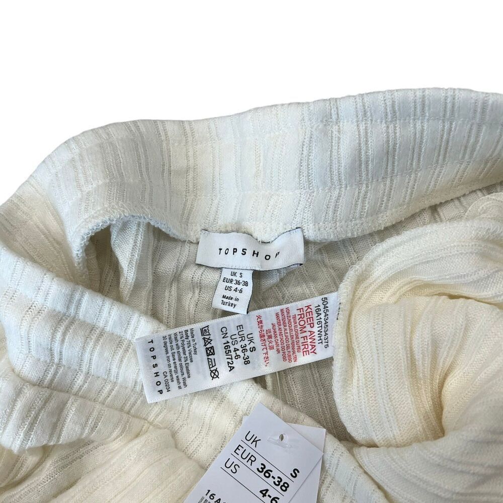 Topshop Ivory Ribbed Knit Jogger Lounge Pants S - Picture 3 of 3